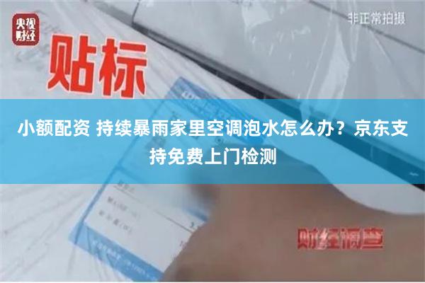 小额配资 持续暴雨家里空调泡水怎么办？京东支持免费上门检测