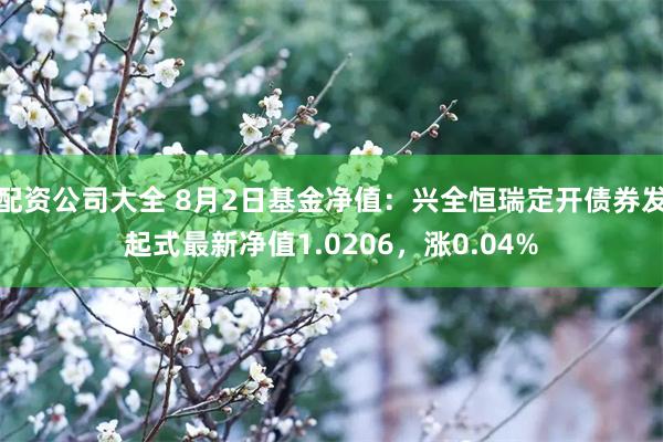 配资公司大全 8月2日基金净值：兴全恒瑞定开债券发起式最新净值1.0206，涨0.04%