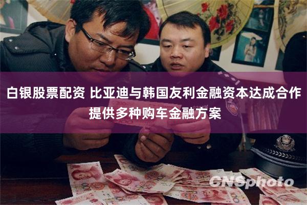 白银股票配资 比亚迪与韩国友利金融资本达成合作 提供多种购车金融方案